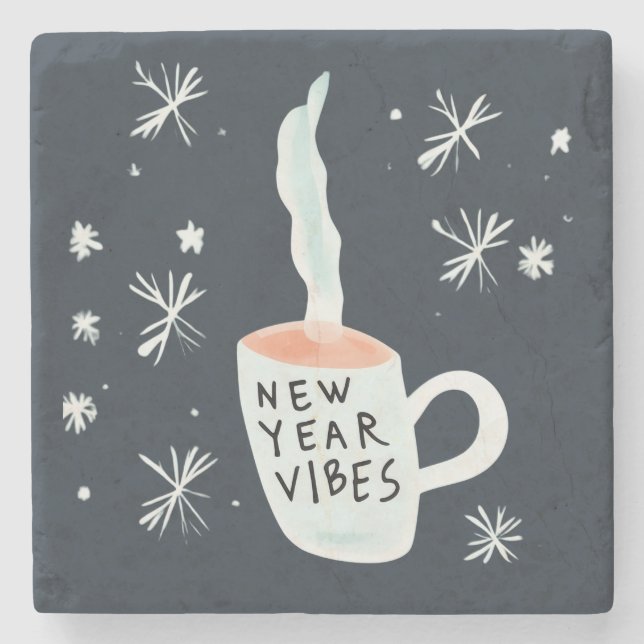 New Year Vibes smoking mug Stone Coaster (Front)