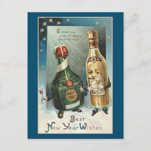 NEW YEAR VINTAGE BEST WISHES POSTCARD