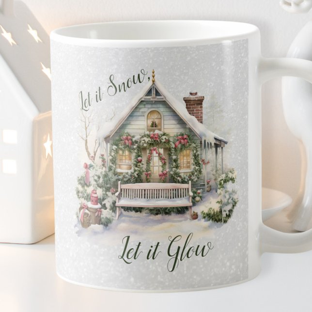New Year Winter Scene Snowflakes Green Christmas Coffee Mug (Creator Uploaded)