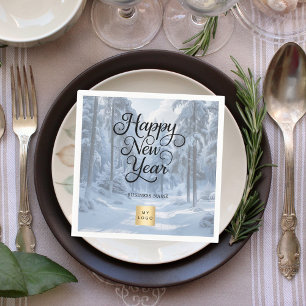 New Year winter wonderland business logo Napkin