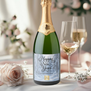 New Year winter wonderland business logo Sparkling Wine Label