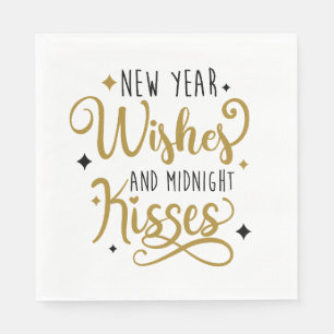 New Year Wishes and Midnight Kisses Napkin