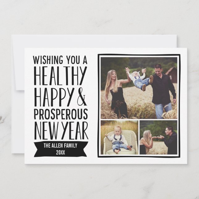 New Year Wishes Holiday Photo Cards (Front)