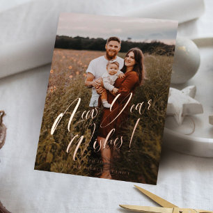 New Year Wishes Minimal Elegant Script Photo