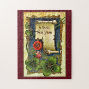 New Year With Clovers Jigsaw Puzzle