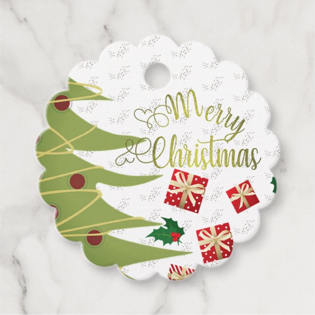 New Year with gifts Favour Tags (Front)