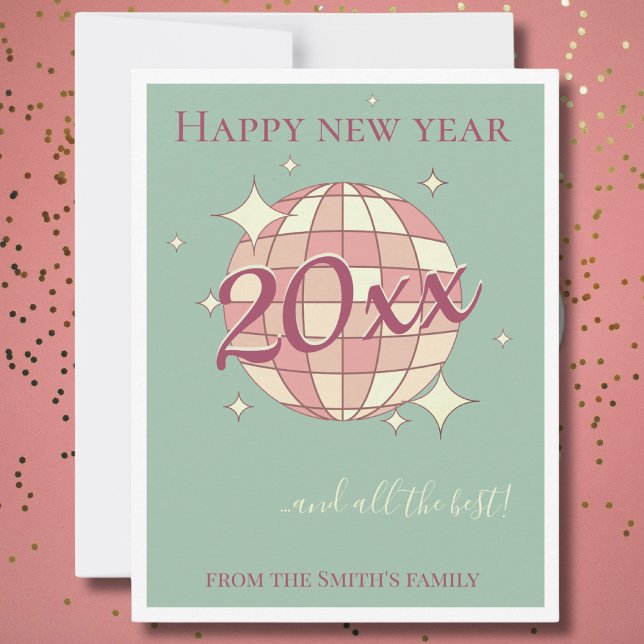 New year year's eve 2025 teal retro greeting Card (Creator Uploaded)