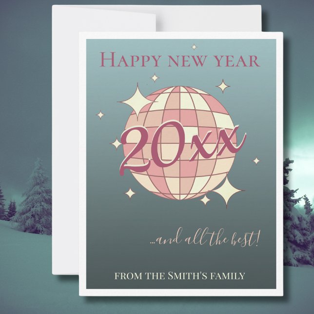 New year years eve 2026 blue retro greeting  holiday card (Creator Uploaded)