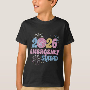 New Years 2026 Eve Emergency Squad Disco Ball Fire T-Shirt