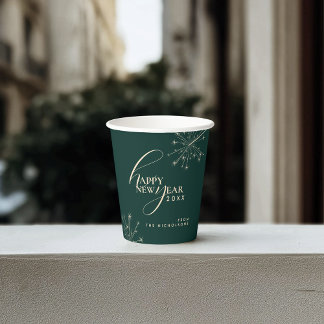 New Years 2026 Modern Minimal Festive Typography Paper Cups