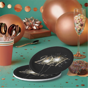 New Years 2026 Party Sparklers Paper Plate