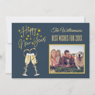 *New Year's 4 Multi-Photo Collage Front Back Card