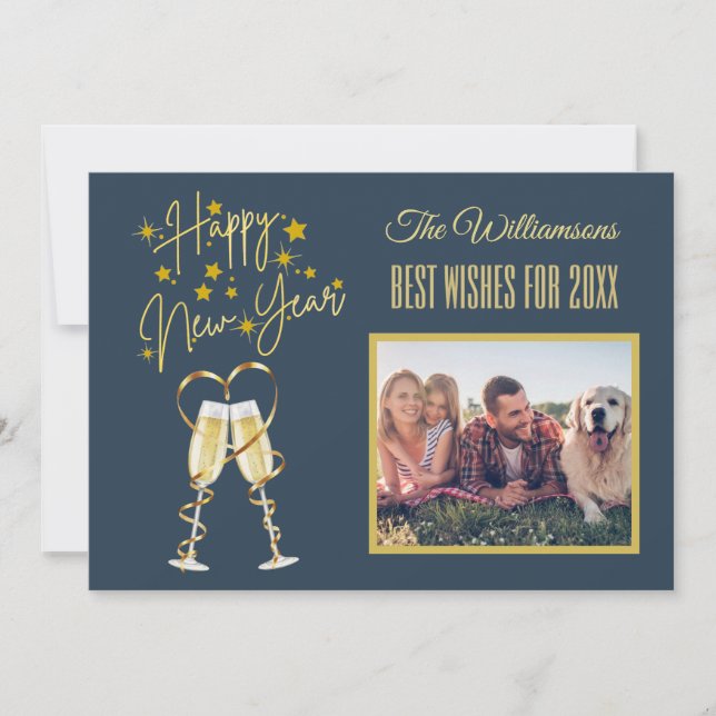 *New Year's 4 Multi-Photo Collage Front  Back Card (Front)