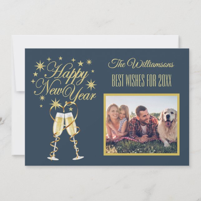 New Year's 4 Multi-Photo Collage Front  Back Card (Front)