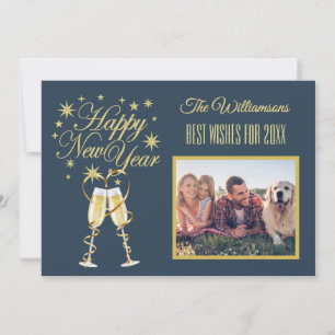 New Year's 4 Multi-Photo Collage Front  Back Card
