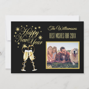 New Year's 4 Multi-Photo Collage Front  Back Card