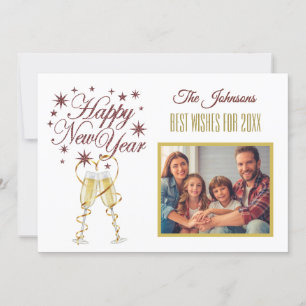 New Year's 4 Multi-Photo Collage Front  Back Card