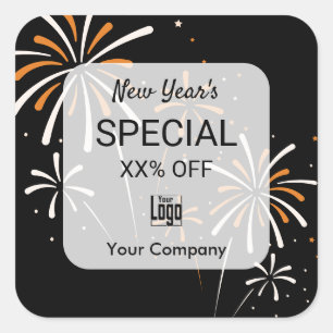 New Year's Announcement on Marketing Collateral Square Sticker
