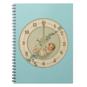 New Years Baby Vintage Clock Spiral Notebook
