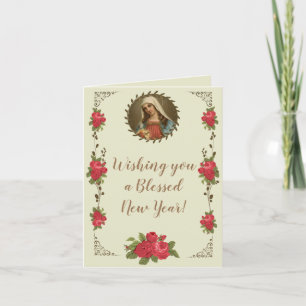 New Years Blessed Mother Scripture Holiday Card