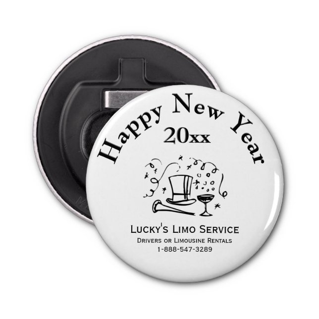New Years Business Advertisment Memento Bottle Opener (Front)