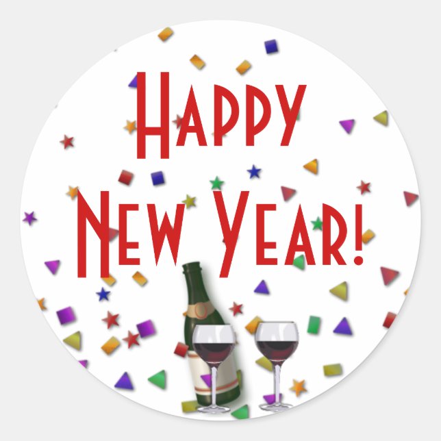 New Years Celebration Classic Round Sticker (Front)
