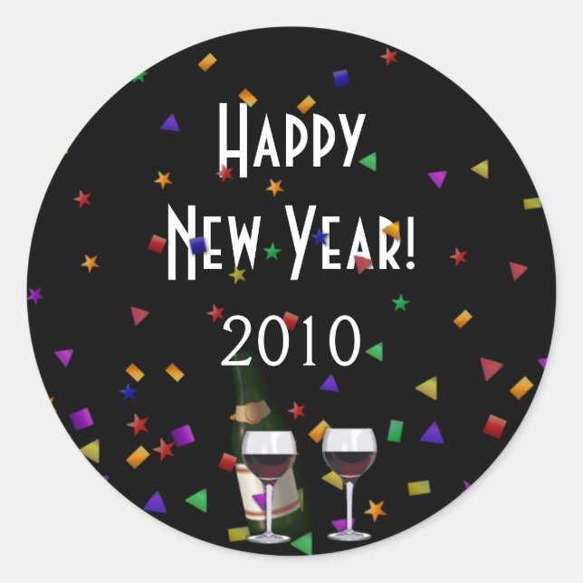 New Years Celebration Classic Round Sticker (Front)
