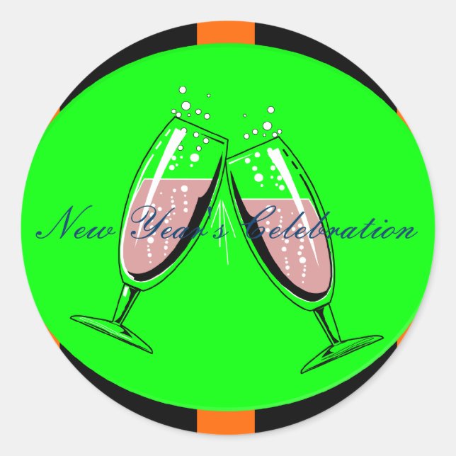 New Year's Celebration Classic Round Sticker (Front)
