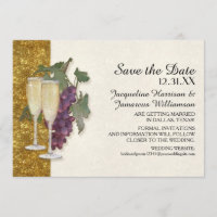 New Years Champagne Glass Grapes Save the Date