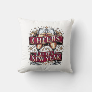 New Year's Champagne T-Shirt, Premium Ornate Toast Cushion