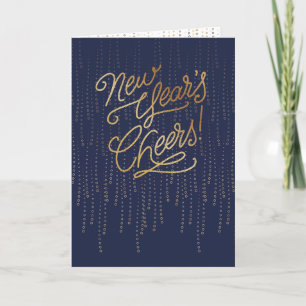 New Years Cheers Bubbles - Midnight Holiday Card