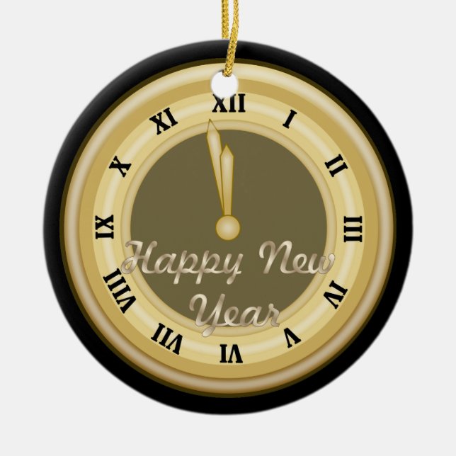 New Years Clock Holiday Ornament (Front)