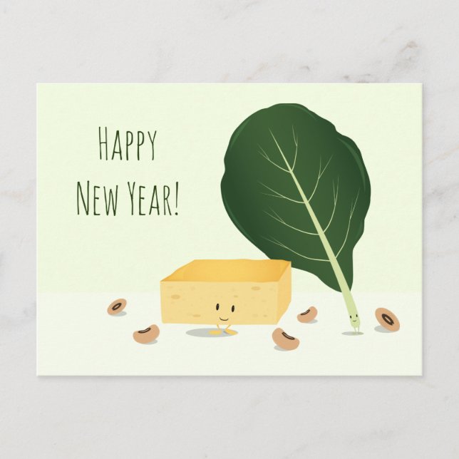 New Years Cornbread Black Eye Peas Collard Greens Holiday Postcard (Front)