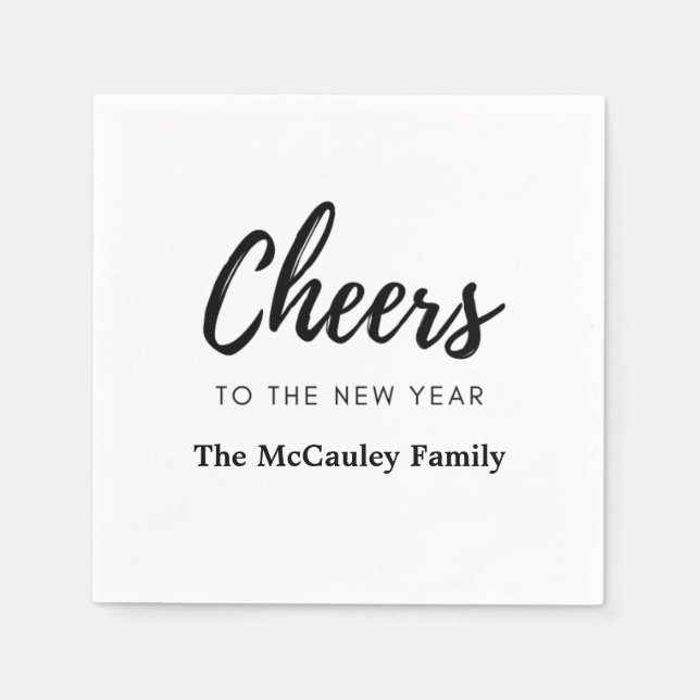 New Years Custom Family Name Text Napkin (Front)