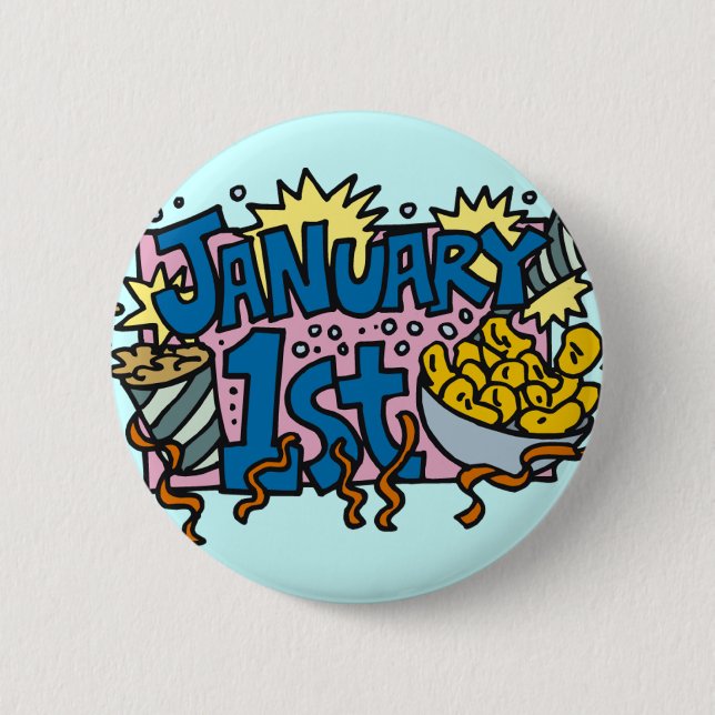 New Years Day 6 Cm Round Badge (Front)