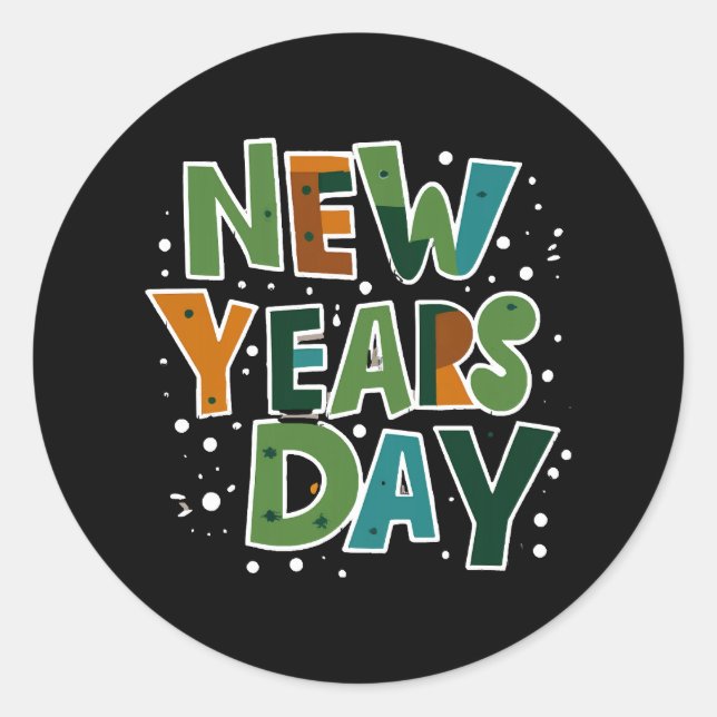 New Year's Day Classic Round Sticker (Front)