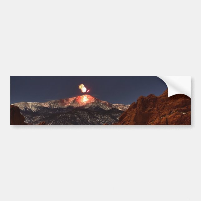New Years' Day Fireworks on the top of Pikes Peak Bumper Sticker (Front)