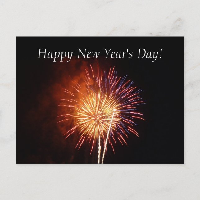 New Year's Day Fireworks Postcard (Front)