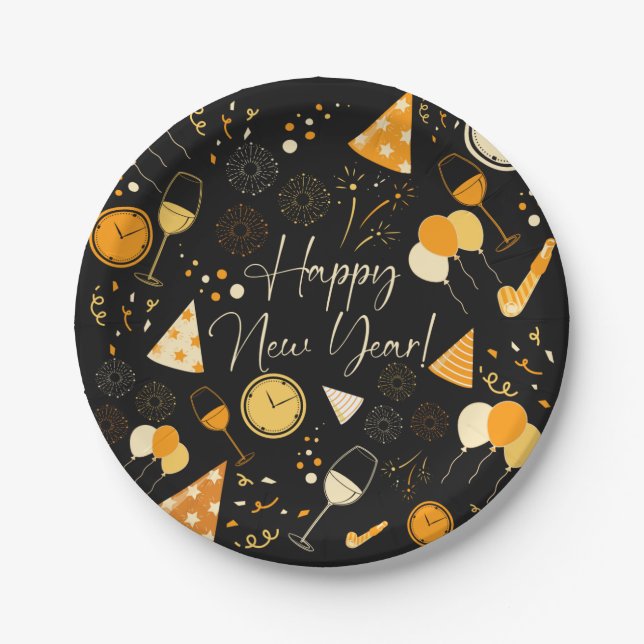 New Year's Day  Paper Plate (Front)