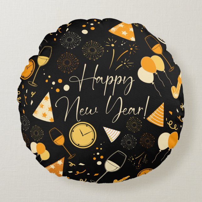 New Year's Day Round Cushion (Front)