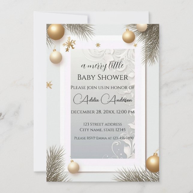 New Year's Design Gold Elegant Baby Shower Invitation (Front)