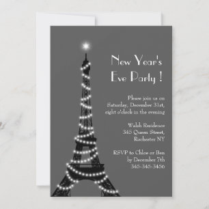 New Year's Eiffel Tower Invitation grey