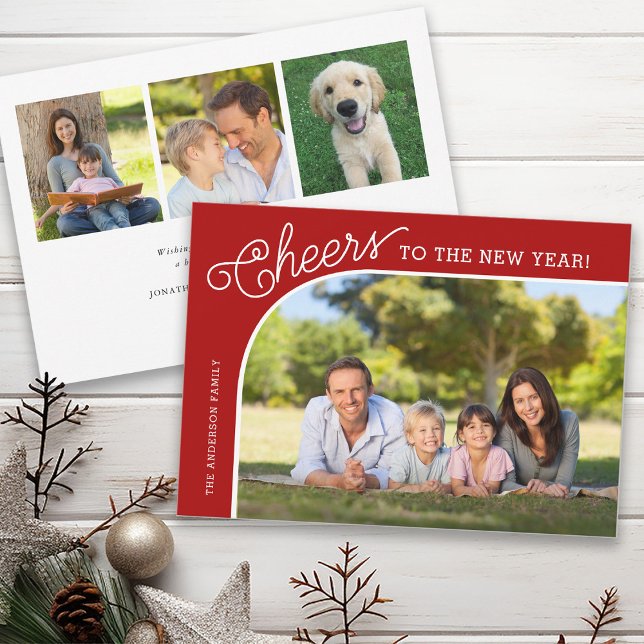 New Years Elegant Cheers Photo Holiday Card (Creator Uploaded)