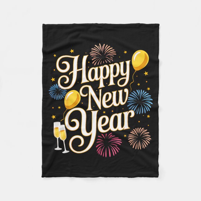 New Years Eve 2026 Party Countdown Fireworks Happy Fleece Blanket (Front)