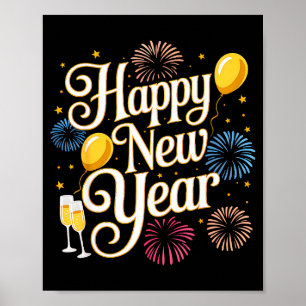 New Years Eve 2026 Party Countdown Fireworks Happy Poster