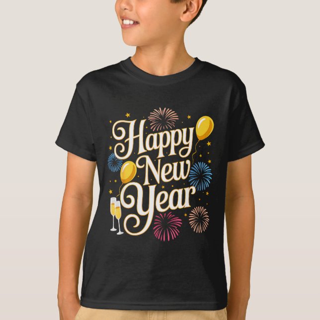 New Years Eve 2026 Party Countdown Fireworks Happy T-Shirt (Front)
