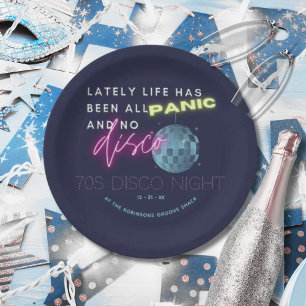 New Years Eve 70s Party Paper Plate