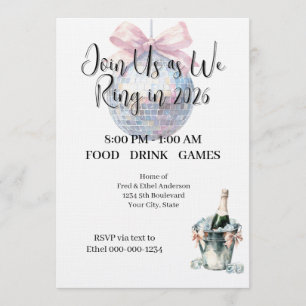 New Year's Eve Ball Drop Watercolor Party Invitation