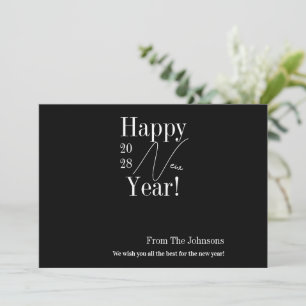 New Year's Eve Black and White Holiday Card