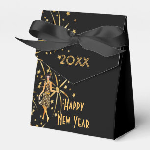 New Year's Eve black gold 1920's fireworks Favour Box